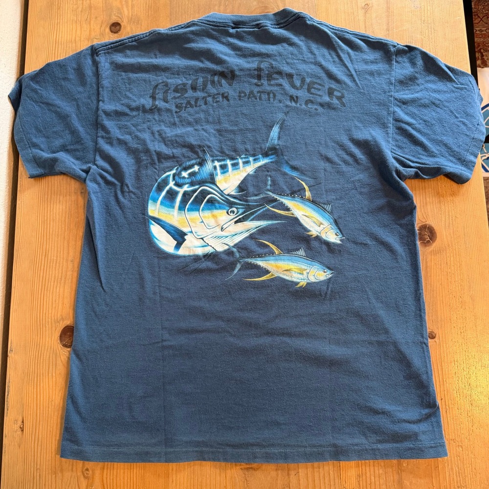 Vintage Fishin Fever Salter Path NC T Shirt Single Stitch Large USA